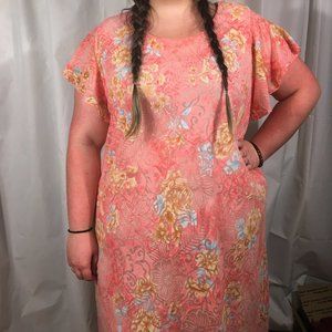 Summer Print Dress   3K Fashion  Peach Plus Sz 2X